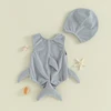 Halloween Baby Shark Costume Rompers Infant Boys Girls Mouth Print Sleeveless Bodysuit with Hat 4