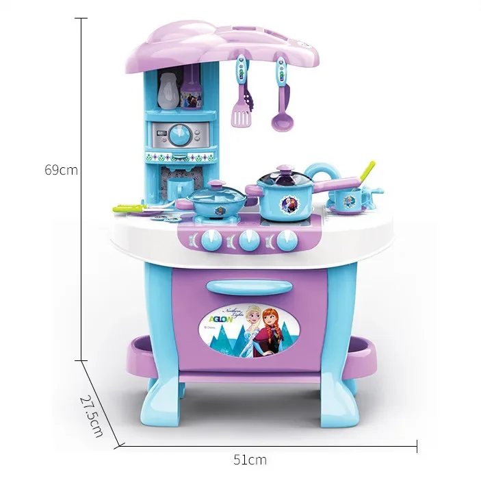 [Disney] Lights and sound Frozen Simulated kitchen set play kitchen food play house set kids cooking toys for girl birthday gift 5