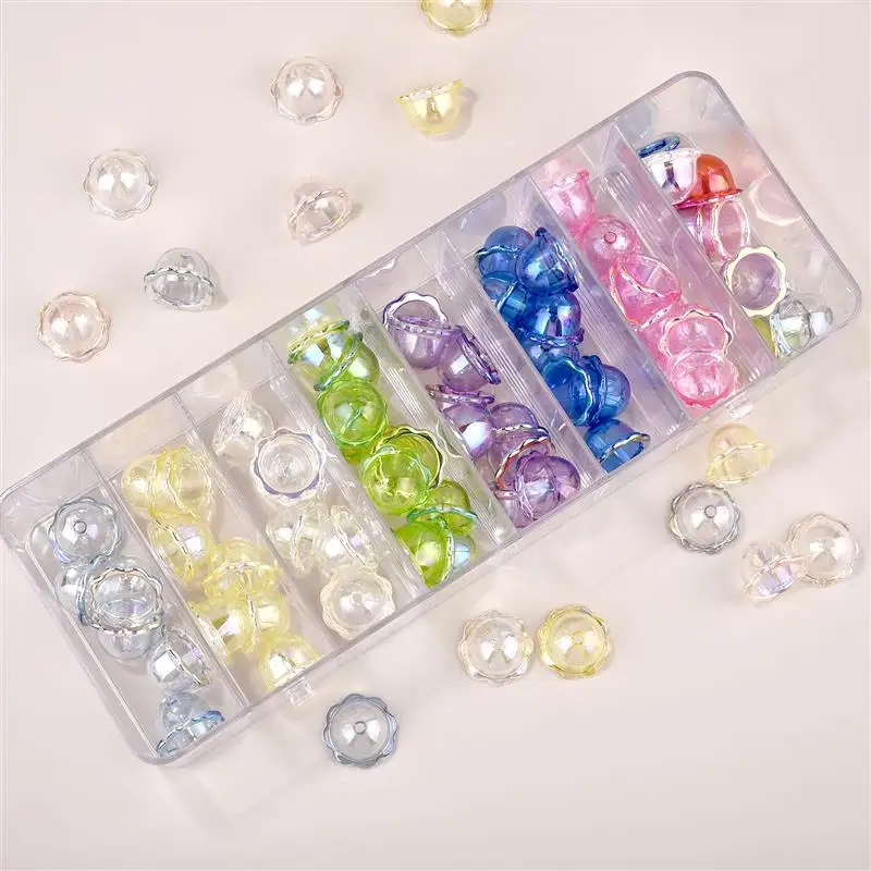 10pcs Flower Shape Acrylic Small Bell Beads Pendant Loose Spacer Bead For DIY Jewelry Making Hairpin Bracelet Earrings