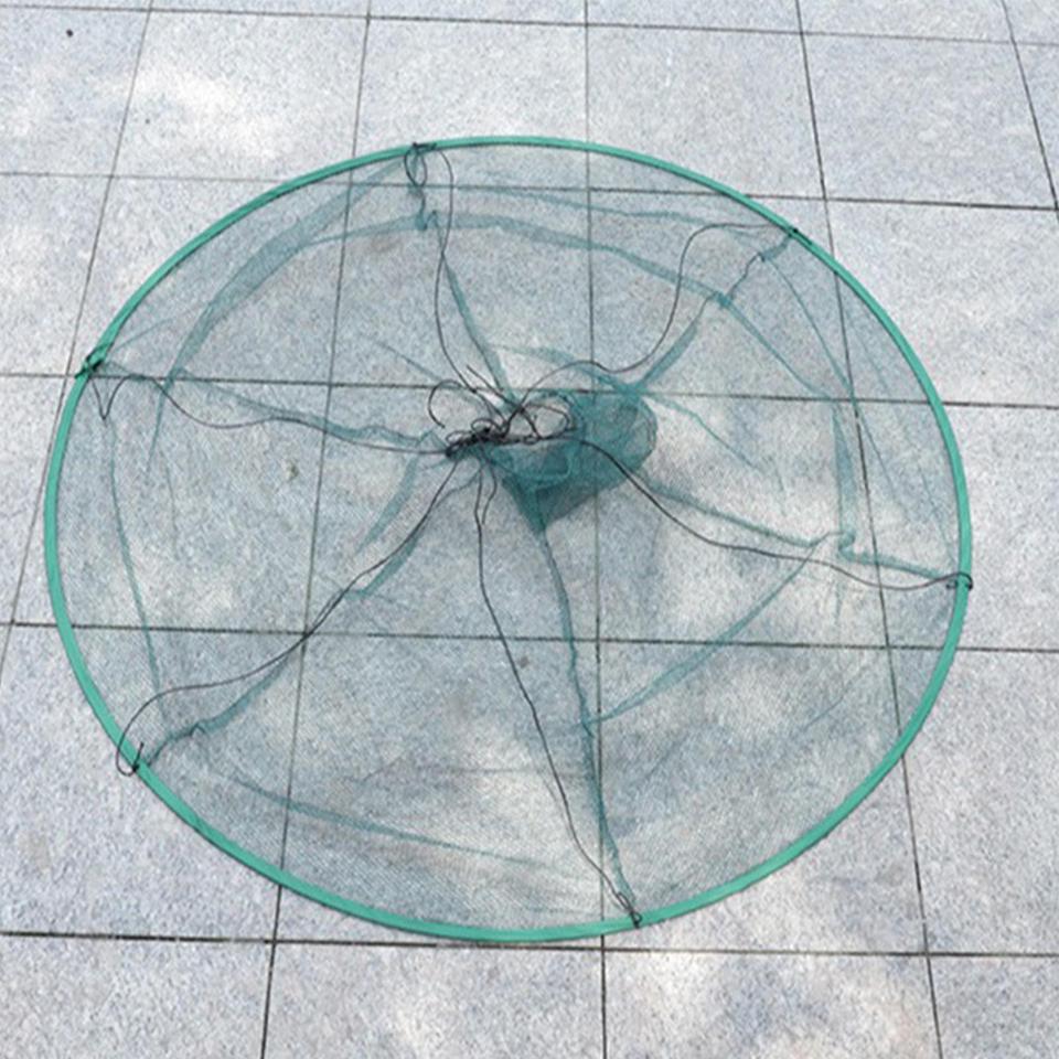  Soft Steel Hoop Fishing Drop Net, Large Round Bridge Style Hand Net, Sturdy Cast Capture Net, Wear-resistant Fish Catching Gear 