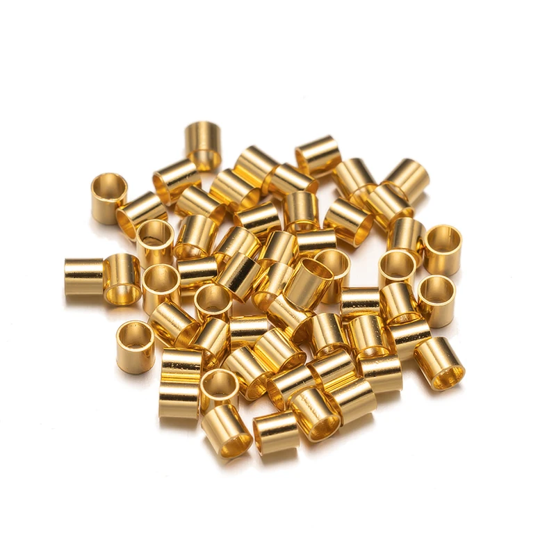 100pcs Stainless Steel Crimp Tube Beads Spacer End Stopper Cap For DIY Earring Necklace Pendant Jewelry Making Supplies Material