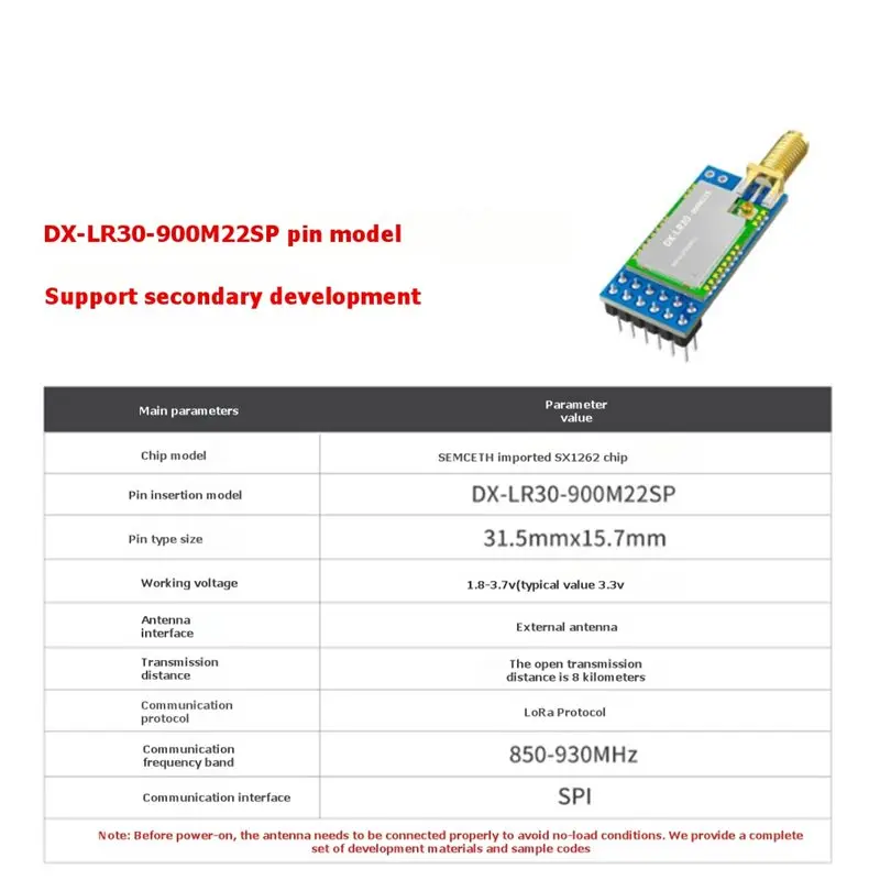 SQPP-DX-LR30 900M22SP 개발 키트 SX1262 칩 로라 모듈 RF 모듈 868-915Mhz 8Km 22Dbm UART 장거리 로라