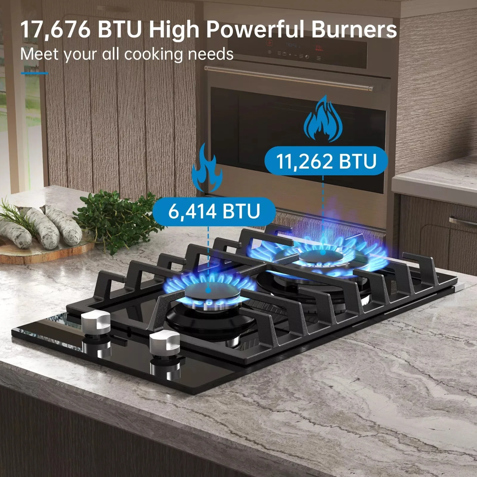 12 Inch Built-in with Thermocouple Protection, LPG/NG Dual Fuel Gas Cooktop 5