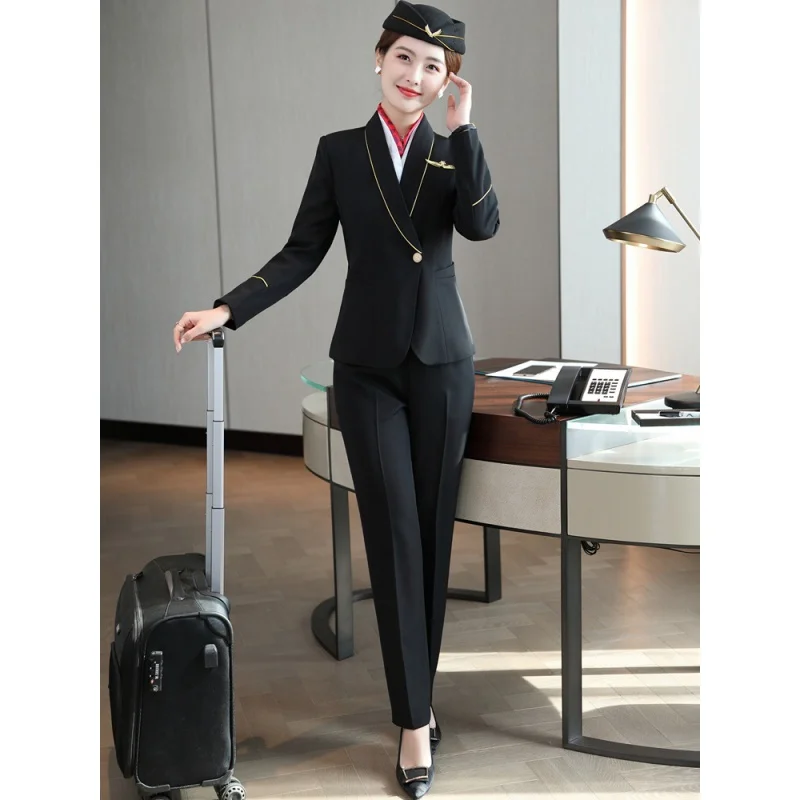 9922 Stewardess High-Speed Rail Flight Attendant Workwear Uniform Business Suit Hotel Front Desk Reception Welcome Work Clothes