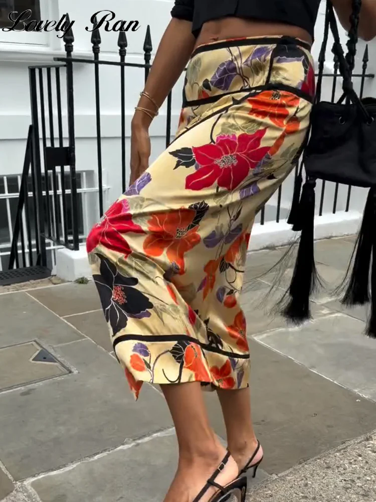 Sexy Vacation Print Patchwork Women Skirt Beach Dropped Hip Package Split Female Skirts 2026 Summer Fashion Lady Outwear