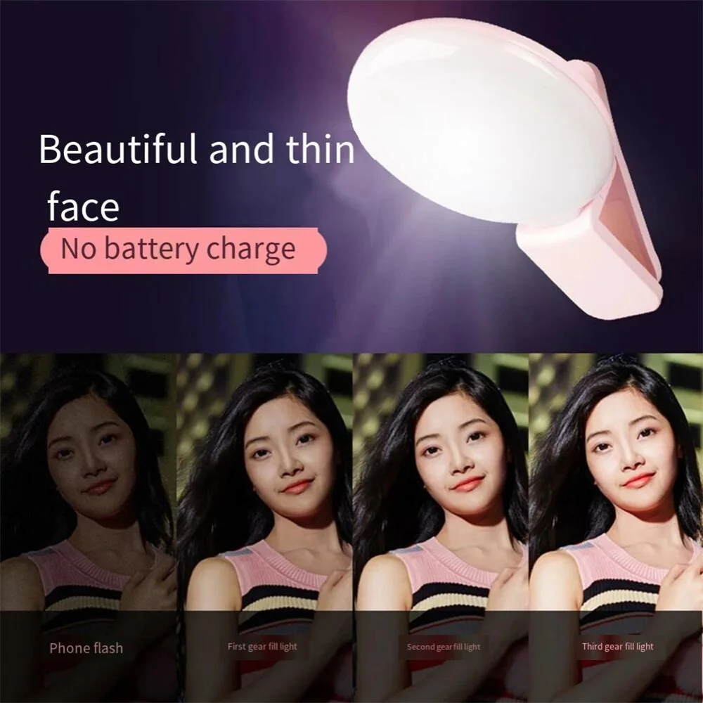 Three Level Dimming Portable Cell Phone Fill Selfie Light LED Lamp Photo Beauty Video For Smartphone Universal iPhone Accessorie