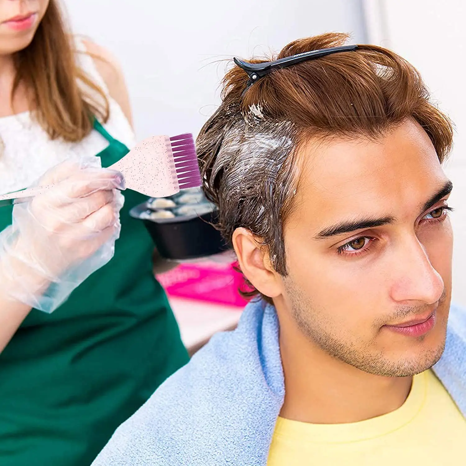 Barbershop Farbstoff Haarbürste Salon Mini rutschfeste Farbe Creme Pinsel Haarfärbepinsel Haarfärbeapplikator Staubpinsel Professionell – Detail 7