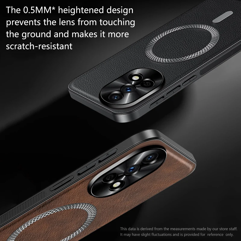 Premium PU Leather Shockproof Phone Case with Magnetic Ring & Lens Protection