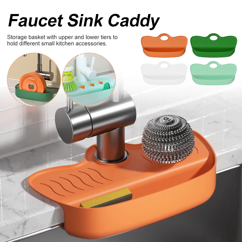 

Sink Caddy Faucet Sink Sponge Holder Kitchen Sink Flexible TPR Faucet Water Splash Guard Drip Catcher Mat Kitchen Sink Organizer