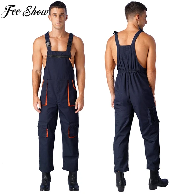 Mens Overalls Jumpsuit Adjustable Straps Work Dungarees Bib Brace Coveralls