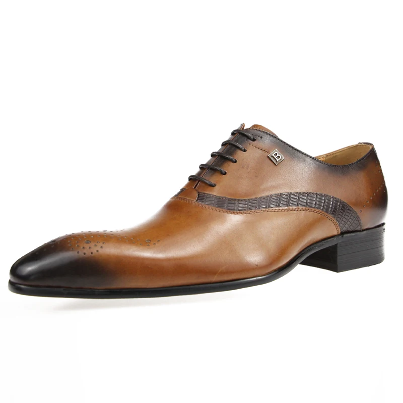 Successfully Men Shoes Of Formal Office Handmade Pointed Toe Wedding Dress Suit Genuine Leather Lace Up Style Sapatoe For Males