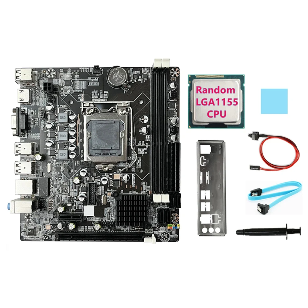 

B75 Motherboard+CPU+SATA Cable+Switch Cable+Baffle LGA1155 DDR3 Support 2X8G for I3 I5 I7 Series Pentium Celeron CPU