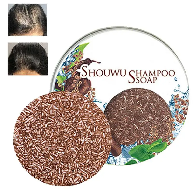 60g Hair Shampoo Polygonum Essence Hair Darkening Shampoo Soap Natural