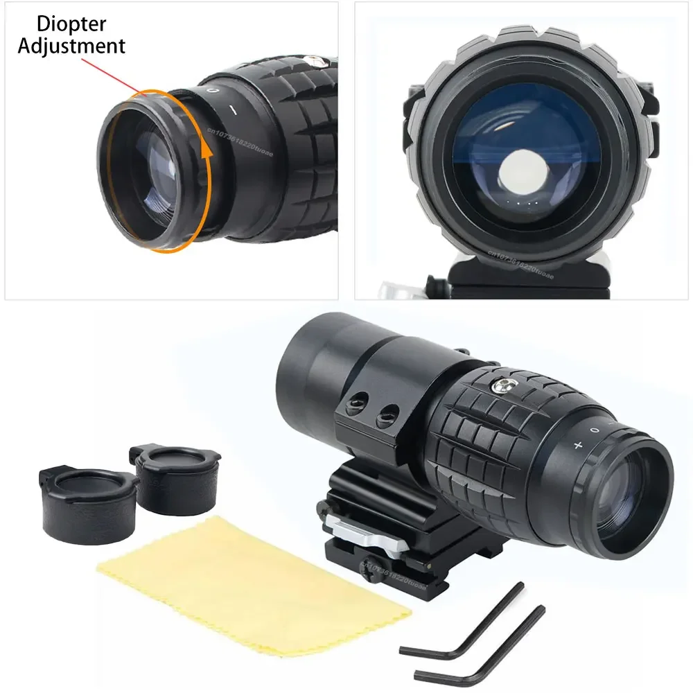 Tactical 3x30mm 3X Magnifier Metal Optics Scope Sight with 20mm Flip To Side Mount with Quick-detach Lever for Outdoor Hunting tactical magnifier scope rifle scope