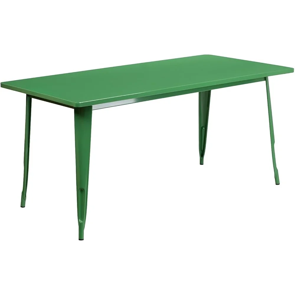 Indoor Outdoor Commercial Grade Rectangular Metal Table Durable Bistro Table Smooth Top Home and Business Use 2