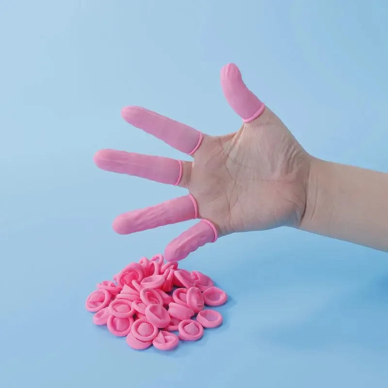 20/50Pcs Disposable Finger Cover Natural Rubber Gloves Non-slip Latex Finger Cots Fingertips Protector Gloves Nail Tool