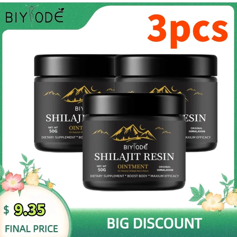 BIYlODE 3pcs Pure Harvested Shlajt Resin Balm Himalayan Dietary Supplement Boost Body maxium Efficacy Cream NET.WT 50g