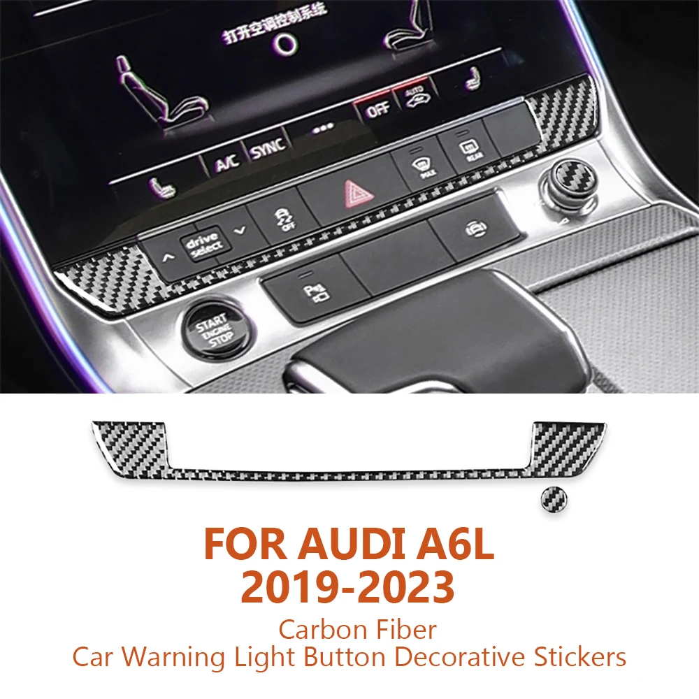 

For Audi A6L-C8 A7 2019-2023 Anti-scratch Carbon Fiber Car Warning Light Panel Button Frame Decorative Stickers Auto Accessories