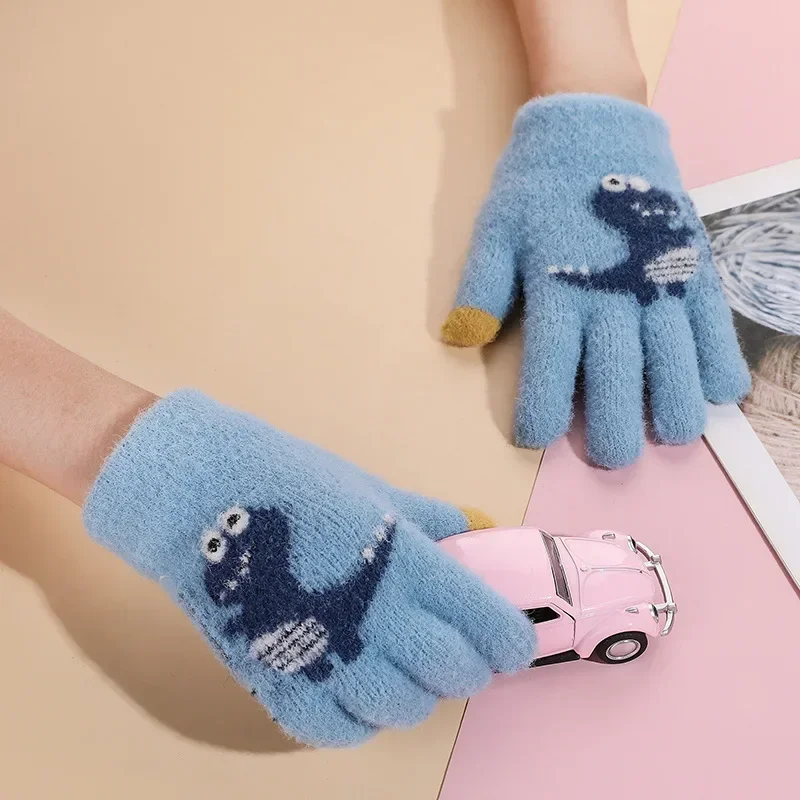 2025New Children's Gloves Cute Dinosaur Five Finger Finger Mittens Winter Men and Women Baby Warm Gloves Kids Winter Accessories