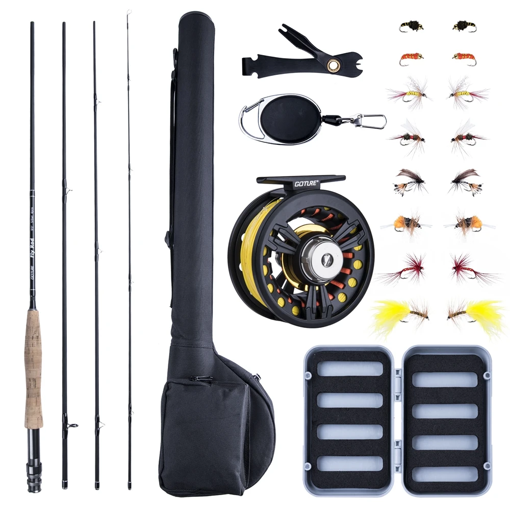 Goture 5/6 7/8 9FT Fly Fishing Rod Reel Combo with Line Lures Carbon