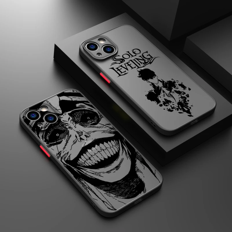Solo Leveling Smiley Phone Case For Apple iPhone 15 14 13 12 11 XS Mini Pro Max 8 7 XR X Matte Frosted Translucent