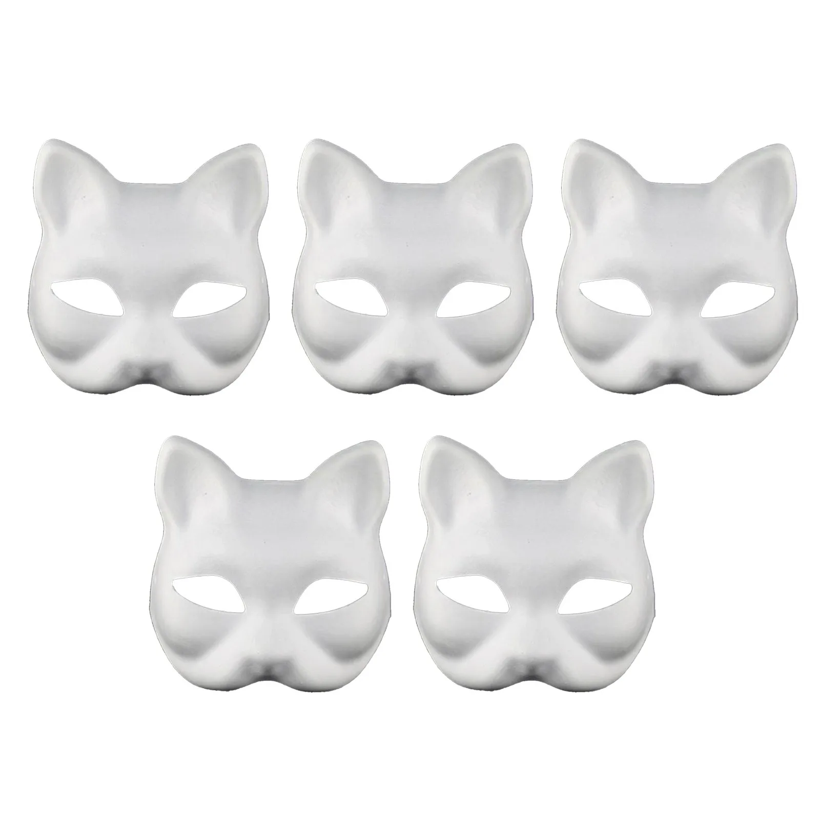 3/5pcs Paper Blank White Mask Halloween Cosplay Cat Fox DIY Paintable Half Face Mask Animal Costume Party Decorate Craft Prop cosplay mask