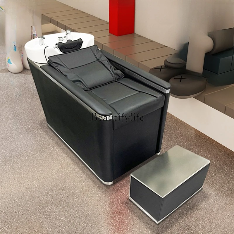 Ceramic Basin Barber Shop Shampoo Chair High-Grade Lying Half Massage Flushing Bed