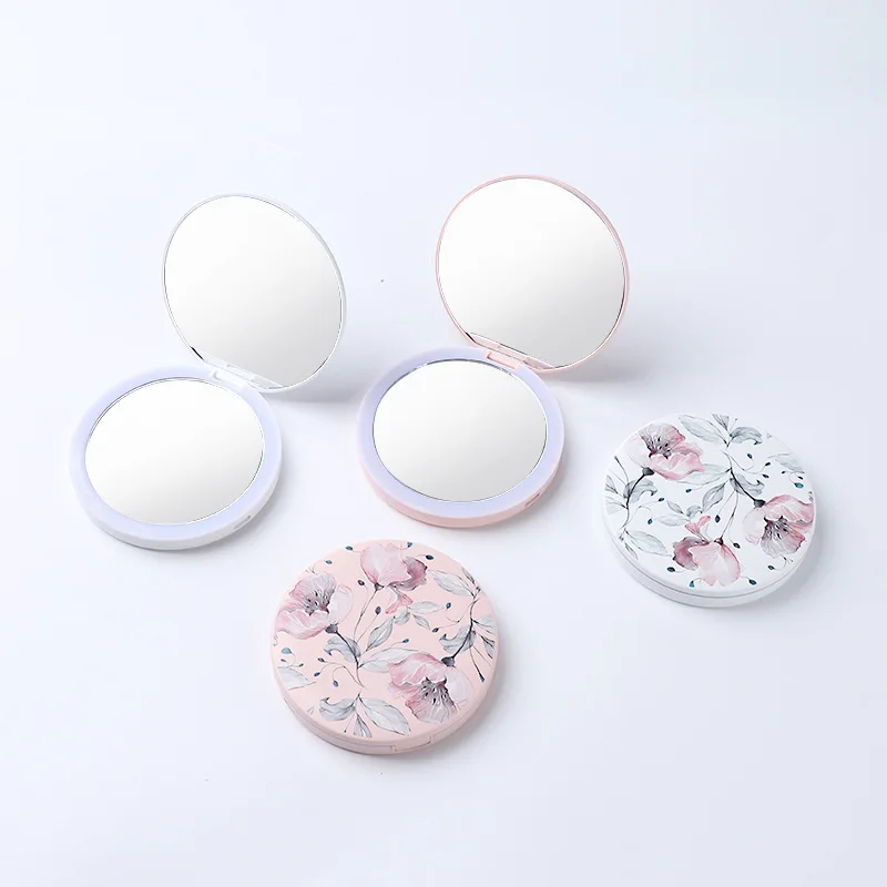 

New Double-sided Beauty Mirrors Handheld Magnifying Mirror Folding Makeup Small Mirrors with Led Light Maquillaje Vanity Mirror