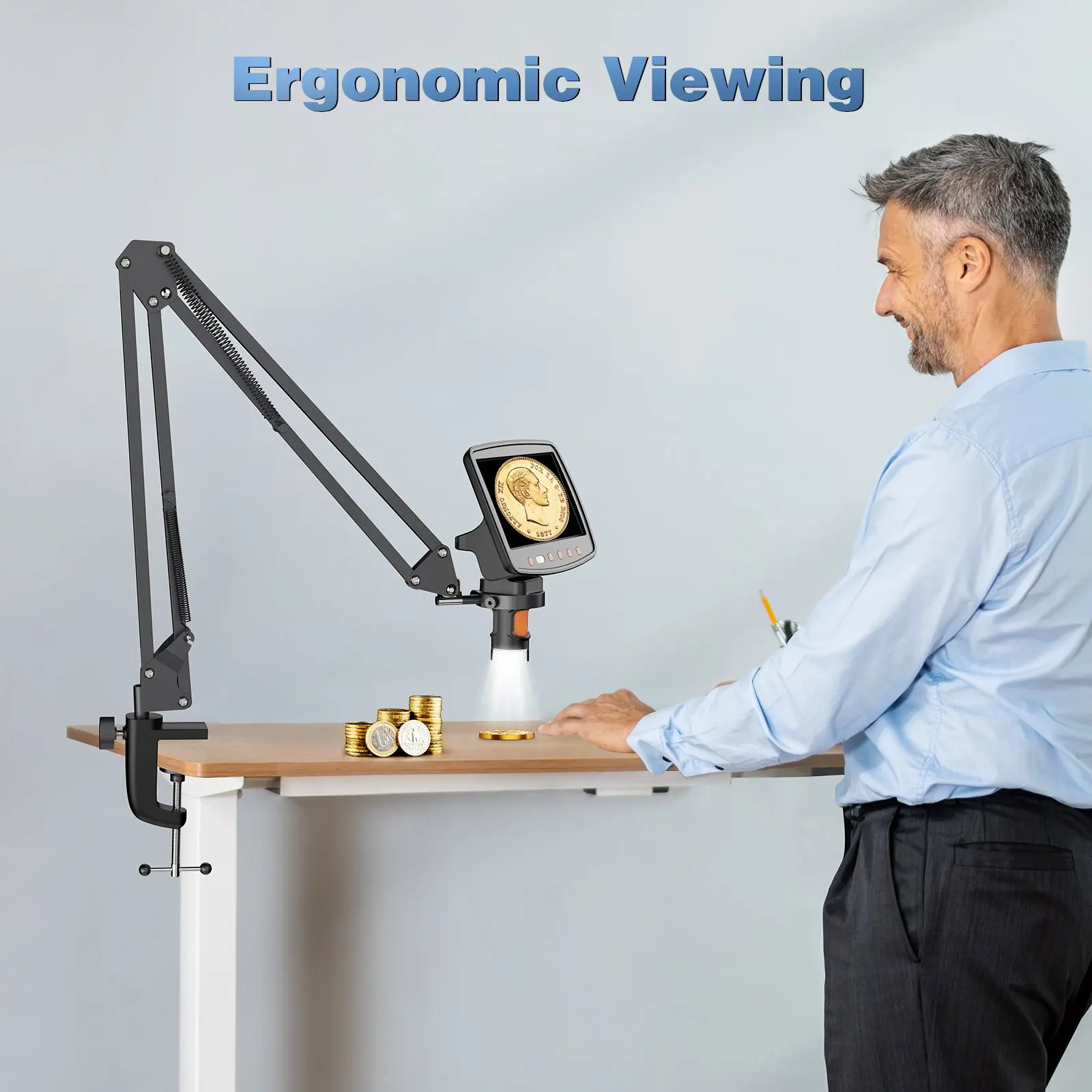Hayve Microscope Arm Stand，Adjustable Metal Bracket Coin Microscope Mount  Compatible with DM4 DM9 MS1 MS3 3