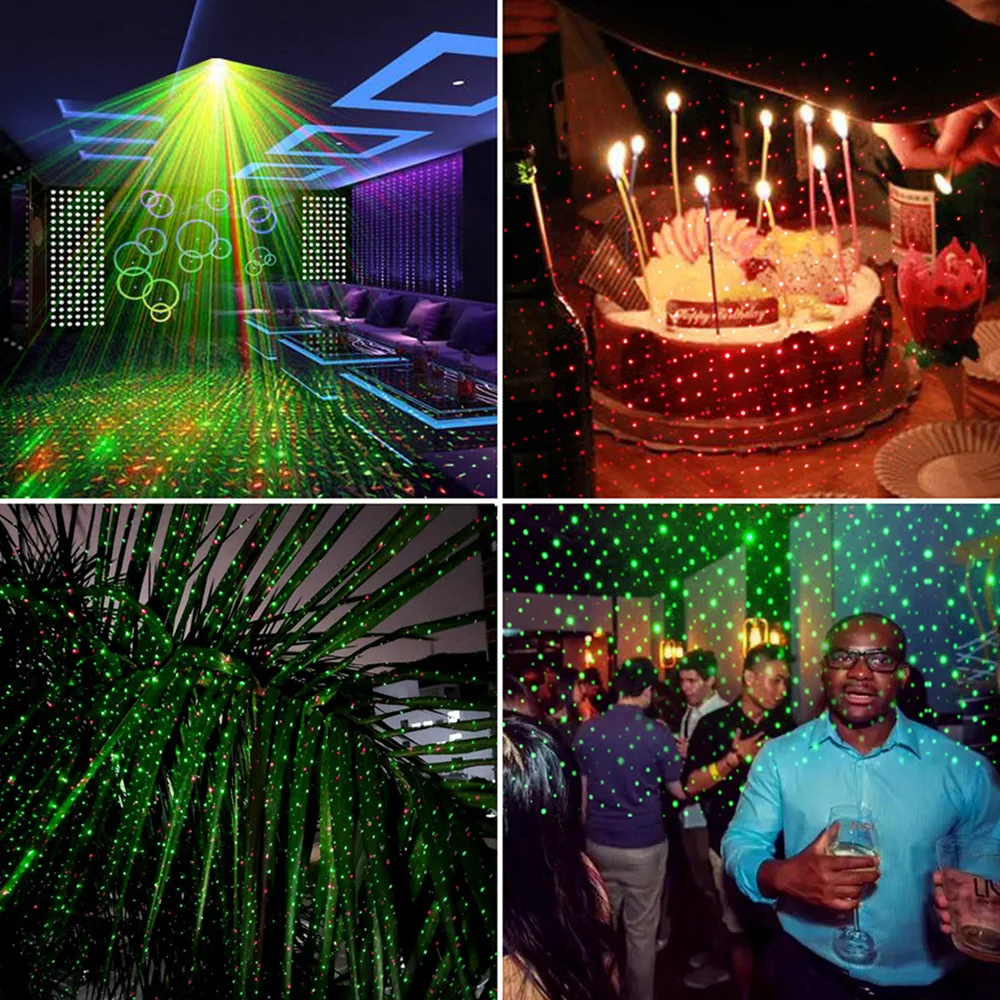 LED Disco DJ Party Laser Projector Light Auto Flash Sound Activate Red & Green Stage Lighting Effect Xmas Party Club Laser Light