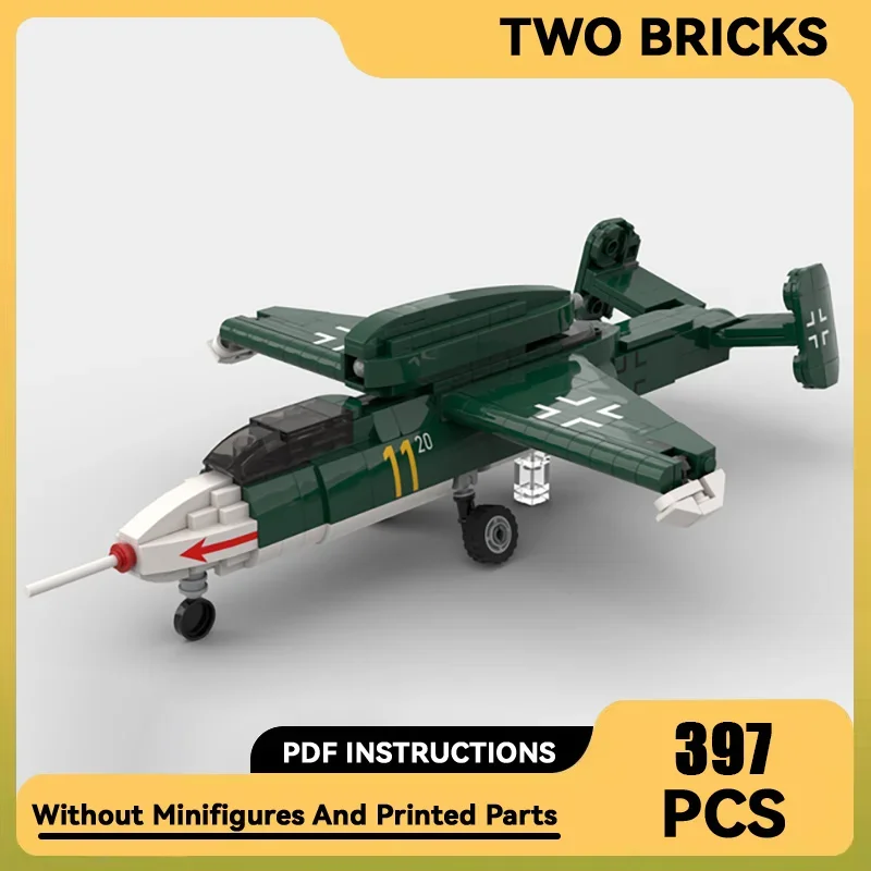 

Moc Building Bricks Military Fighter Model 1:35 Scale He 162 Salamander Technology Blocks Gifts Christmas Toys DIY Sets Assembly