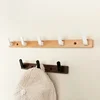 Perforated Light Luxury Black Nordic Creative Wooden Hook Wall Hanging Wall Black Walnut Decorative Row Hook 2