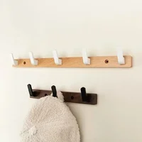 Perforated Light Luxury Black Nordic Creative Wooden Hook Wall Hanging Wall Black Walnut Decorative Row Hook 2