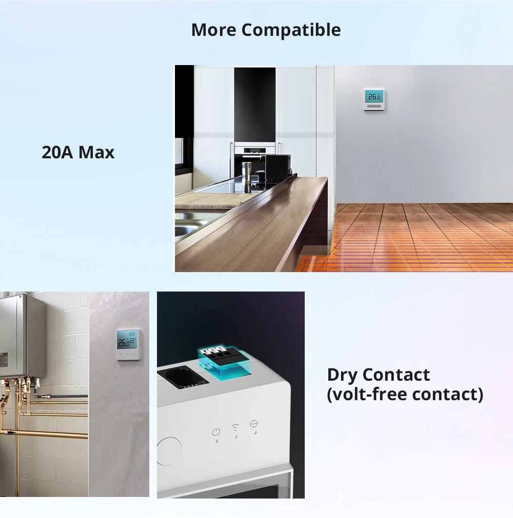 THR316D THR320D WiFi Smart Switch Temperature and Humidity Monitor Switch 16/20A