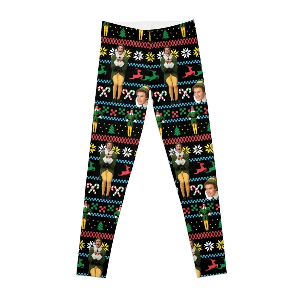 

Buddy The Elf Ugly Christmas Sweater Design Classic Xmas Movie Fun Gift Will Ferrell Leggings sports woman gym Womens Leggings
