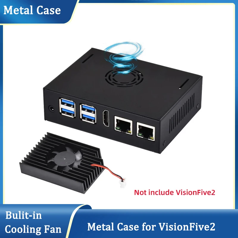 

VisionFive5 металлическая проекция со встроенным охлаждающим вентилятором, силиконовый радиатор, Активный Пассивный охлаждающий корпус для VisionFive 2 Board