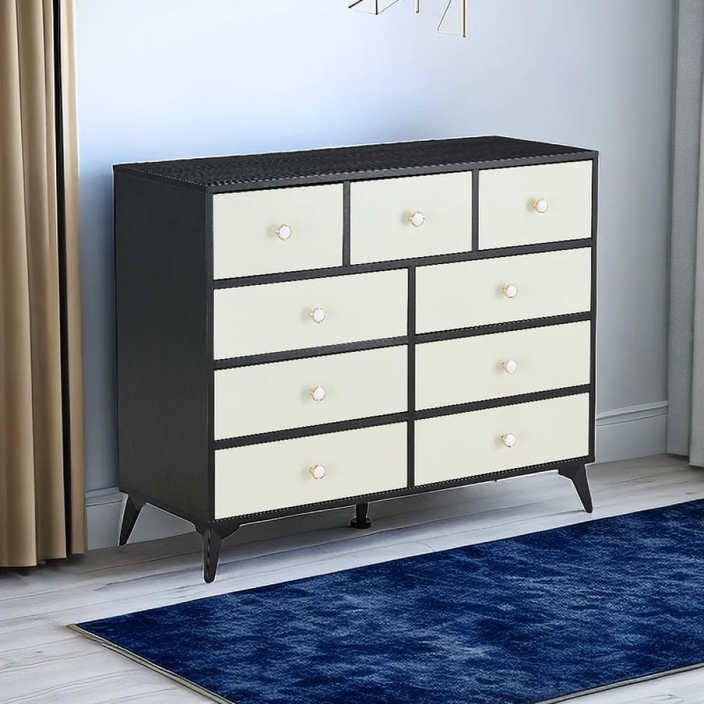 

CABINET WOOD MDF BOARDS, 9 Drawers Dresser, BLACK COLOUR
