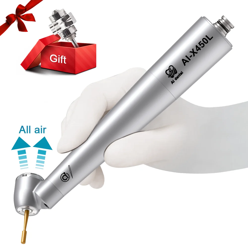 

Dental Surgery Handpiece 45 Angle Mini Head Quick Coupler Type Quattro Water Spray Fiber Optic High Speed Turbine AI-X450L