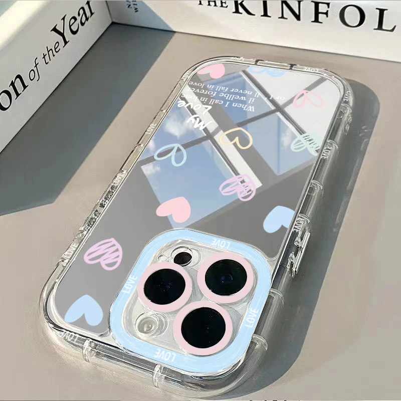 Vibrant Love Heart Mirror Phone Case with Creative Design
