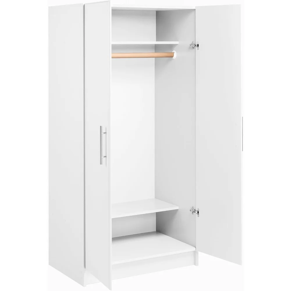 Armoir, Elite 32"W x 65"H x 24.5"D White Wardrobe Closet & Cabinet - Functional Clothes Storage with Hanging Rail, Armoire Ward
