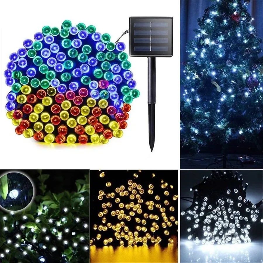 

Waterproof 8 Modes Solar Fairy Garden Lights Outdoor 100/200LED Christmas Garland String Lights for Party Wedding New Year Decor