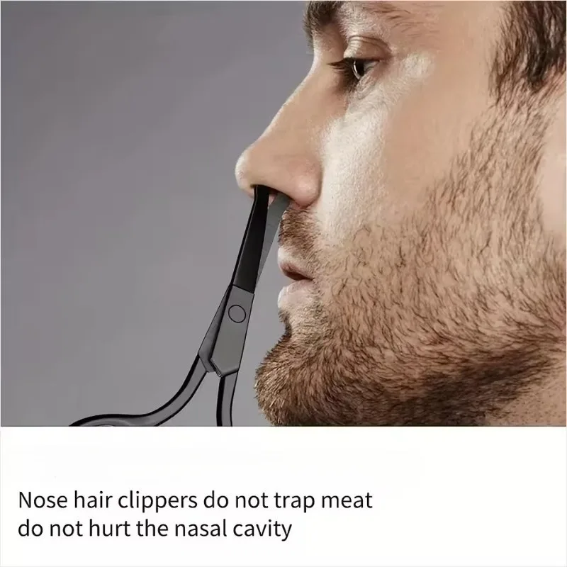 مقص شعر الأنف صغير من الفولاذ المقاوم للصدأ برأس مستدير لتشذيب شعر الأنف، ماكينة تشذيب شعر الأنف المحمولة