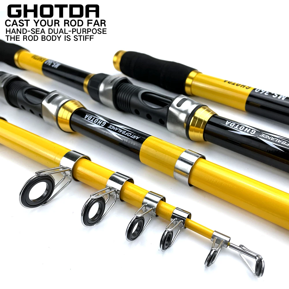 Ghotda Professional Fishing Rod And Reel Combo Set 2.1m-3.6m Spinning Rod  and5.2:1 / 5.1:1 High Speed Reel Fishing Kit Set Pesca