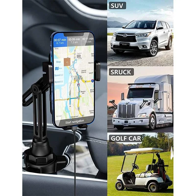 

2023 Universal 15W Car Qi Wireless Fast Charger Cup Phone Holder Mount Automatic Infrared Smart Sensor Clamping Mount Stand