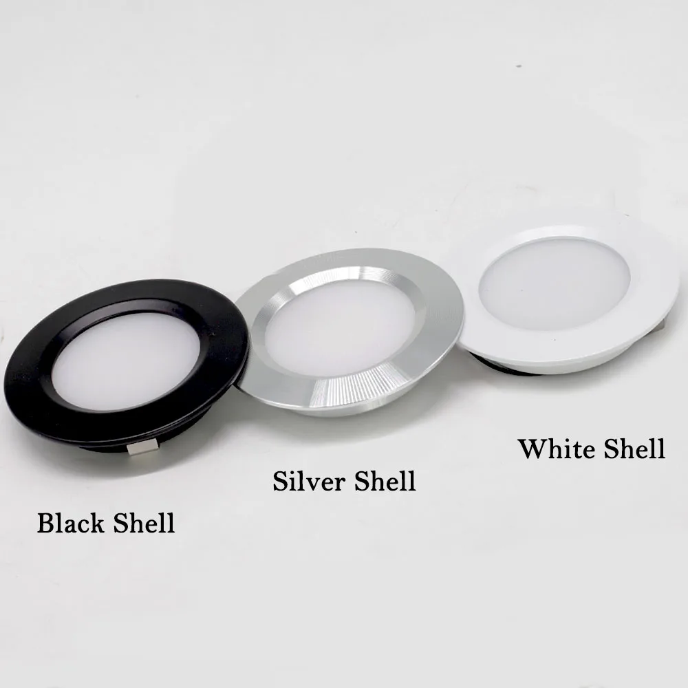 6/8/12pcs Led Downlight 3W DC12V Ceiling Lamp Recessed Down Light Round Led Panel Light Black White Silver Dimmable Spotlight 2
