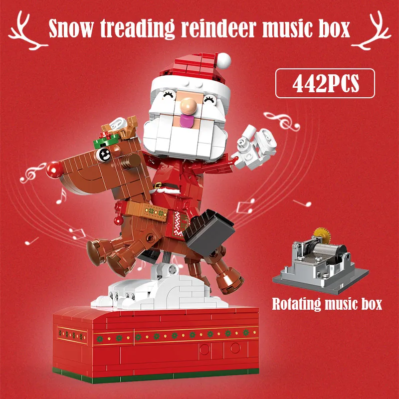 

1455 Pcs City Christmas House House Building Blocks Friends Music Box Castle Train Santa Claus Tree Bricks Toys For Kids Gifts