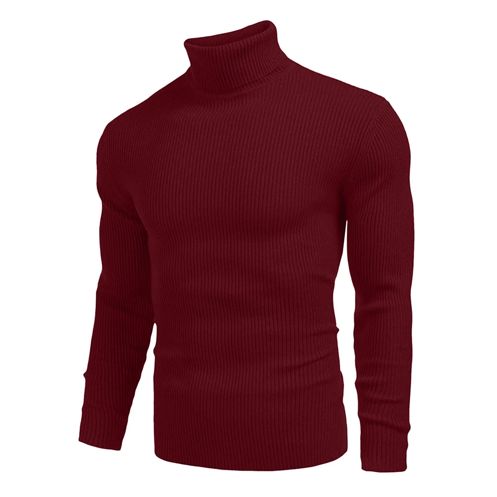 

Autumn Winter Turtleneck Warm Fashion Solid Color Sweater Men'S Sweater Slim Pullover Men'S Knitted Sweater Bottoming T-Shirt