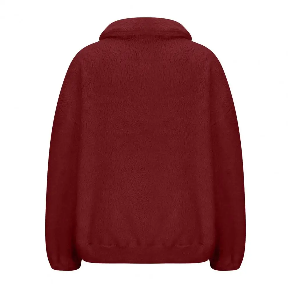 

Plush Velvet Sweatshirt Warm Mid Length Women's Sweatshirt with Stand Collar Zipper for Fall Winter Women Long-sleeved