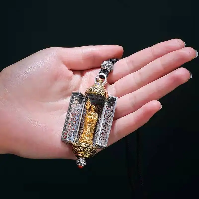 Vintage Gawu Box Pendan Earth Buddha Necklace Good Luck Pendant Personality Jewelry Anniversary Gift