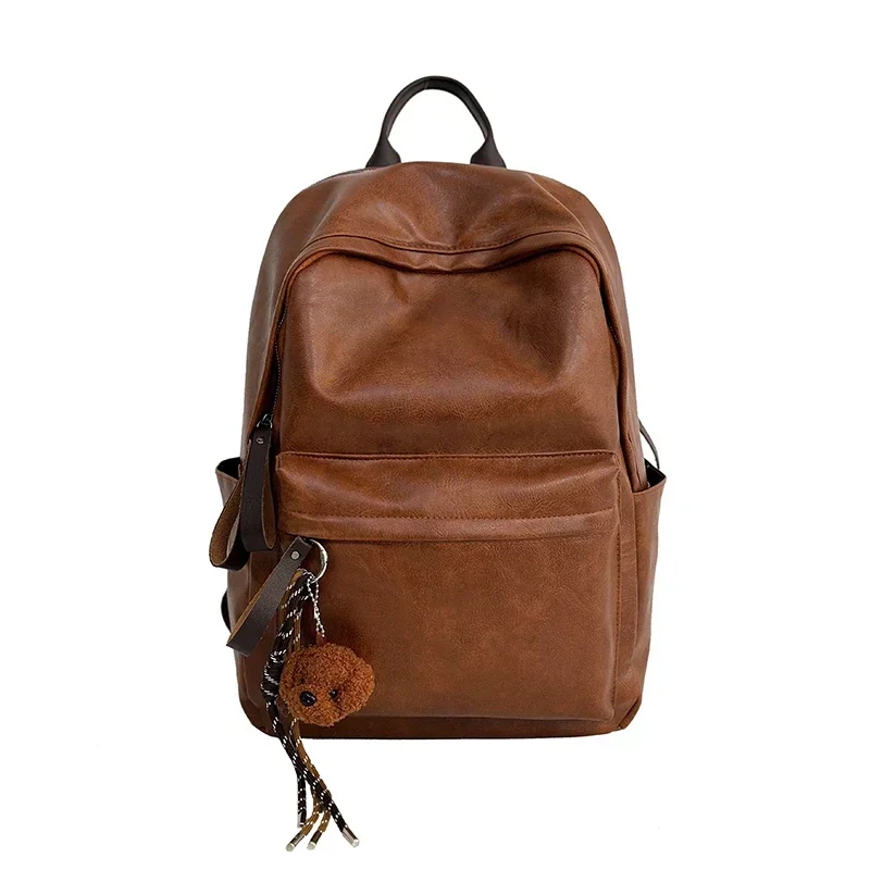 Zaini solidi in PU lucido alla moda caldi Zaini scolastici semplici e versatili di grande capacità di alta qualità per unisex 2024 Vendita calda - immagine 6